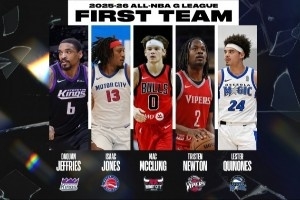 G联盟最佳阵容：杨瀚森无缘 MVP麦克朗一阵 湖人蒂米&巴夫金二阵