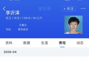 深陷改年龄风波的国青核心李沂泽今日未进大名单 此前场均16.4分