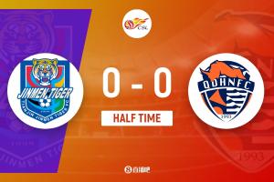 半场-天津津门虎暂0-0青岛海牛 埃朱马兜射中柱 津门虎半场0射门